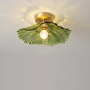 Green glass leaf copper nordic ceiling lamp for living room