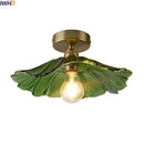 Green glass leaf copper nordic ceiling lamp for living room