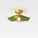 Green glass leaf copper nordic ceiling lamp for living room