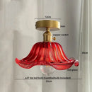 Green glass leaf copper nordic ceiling lamp for living room