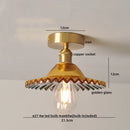 Green glass leaf copper nordic ceiling lamp for living room