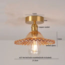 Green glass leaf copper nordic ceiling lamp for living room