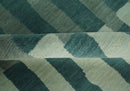 Green, Ivory and Beige Stripes Pattern Hand knotted 5.6x8 wool Area Rug