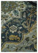 Ivory, Teal, and silver Hand Knotted Traditional Medallion Multi size wool Area Rug