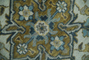 Ivory, Teal, and silver Hand Knotted Traditional Medallion Multi size wool Area Rug
