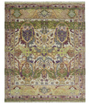 Green, Ivory And Gold Transition Hand Knotted Custom Made wool area rug