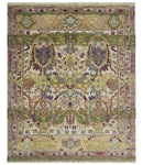Green, Ivory And Gold Transition Hand Knotted Custom Made wool area rug
