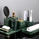 Green marble bathroom set with gold accents bathroom accessories