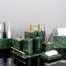 Green marble bathroom set with gold accents bathroom accessories