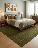 Green Modern Design Hand Loomed Wool Area Rug