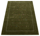 Green Modern Design Hand Loomed Wool Area Rug