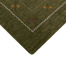 Green Modern Gabbeh Border Design Hand Loomed Wool Area Rug