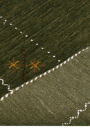 Green Modern Gabbeh Border Design Hand Loomed Wool Area Rug