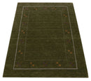 Green Modern Gabbeh Border Design Hand Loomed Wool Area Rug