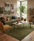Green Modern Gabbeh Border Design Hand Loomed Wool Area Rug
