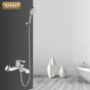 DecorBites™ Brass Chrome Wall Mounted Shower Faucet Set with Green Orange Shower Head