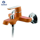 Green & orange chrome shower faucet set bathroom with handheld head