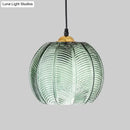 Green ribbed glass pumpkin pendant lamp dining room gold fixture