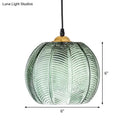 Green ribbed glass pumpkin pendant lamp dining room gold fixture