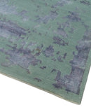 Green, Silver, Gray and Charcoal Modern Abstract Hand knotted 6x9 Wool and Viscose area Rug
