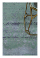 Green, Silver, Gray and Charcoal Modern Abstract Hand knotted 6x9 Wool and Viscose area Rug