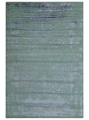 Green, Silver, Gray and Charcoal Modern Abstract Hand knotted 6x9 Wool and Viscose area Rug