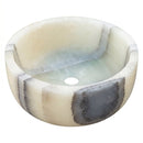Green Translucent Onyx Round Vessel Sink - 16"x6" - Polished