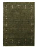 Green Tribal Border Design Hand Loomed Wool Area Rug