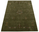 Green Tribal Center Medallion Hand Loomed Wool Area Rug