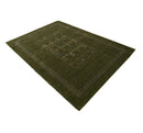 Green Tribal Center Pattern Hand Loomed Wool Area Rug