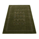 Green Tribal Center Pattern Hand Loomed Wool Area Rug