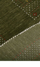 Green Tribal Center Pattern Hand Loomed Wool Area Rug