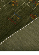 Green Tribal Design Hand Loomed Wool Area Rug