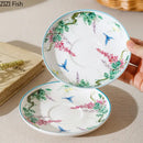 Green vine flower porcelain cup and saucer dining room tea set