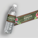 Green Wood Baby Shower Water Bottle Labels