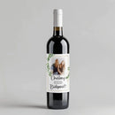 Greenery And Gold Bridesmaid Wine Label