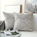 Grey geometric embroidered cushion cover living room grey & white