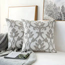 Grey geometric embroidered cushion cover living room grey & white