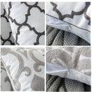 Grey geometric embroidered cushion cover living room grey & white