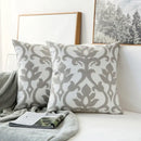 Grey geometric embroidered cushion cover living room grey & white