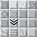 Grey geometry patterned pillow case for living room decor