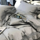 Grey hollow lace egyptian cotton bedding set bedroom decor