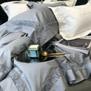 Grey hollow lace egyptian cotton bedding set bedroom decor