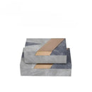 Grey marble pattern leather jewelry container bedroom desktop organizer