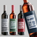 Grunge Halftone Birthday Wine Label Set