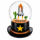 Houston Space Shuttle with Cowboy Hat Base Glass Water Snow Globe