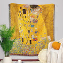 Gustav klimt the kiss yellow jacquard tapestry decorative throw bedroom