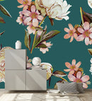 Voguish Modern Dark Wallpaper with Flowers