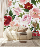 Elegant Water colored Pink Flowers Wallpaper Tasteful