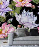 Contemporary Dark Wallpaper with Large Flowers Fashionable
